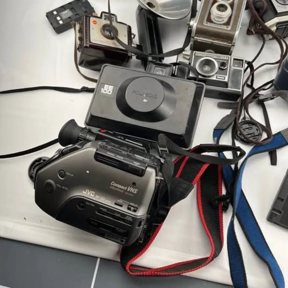Vintage Camera and Camcorder Lot - Polaroid, Kodak, JVC, Sony UNTESTED